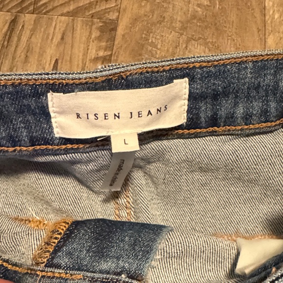 Risen Jeans Denim Midi Skirt with Front Slit and Side Cargo Pockets - Picture 2 of 7